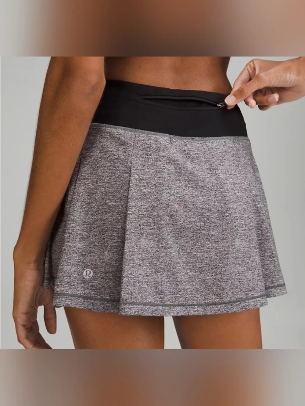 lululemon Pace Rival Skirt With Shorts Heather Gray Black Size 10 Tall.